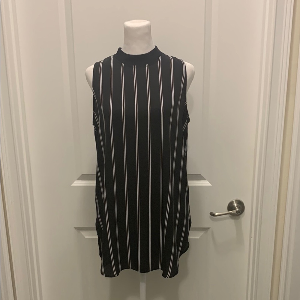 LOFT Black and White Striped Tunic Top- Small